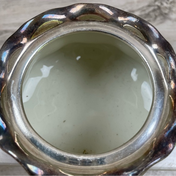 Vintage WMF Silver Plated Porcelain Footed Sugar Bowl 5” Tall - Picture 5 of 8